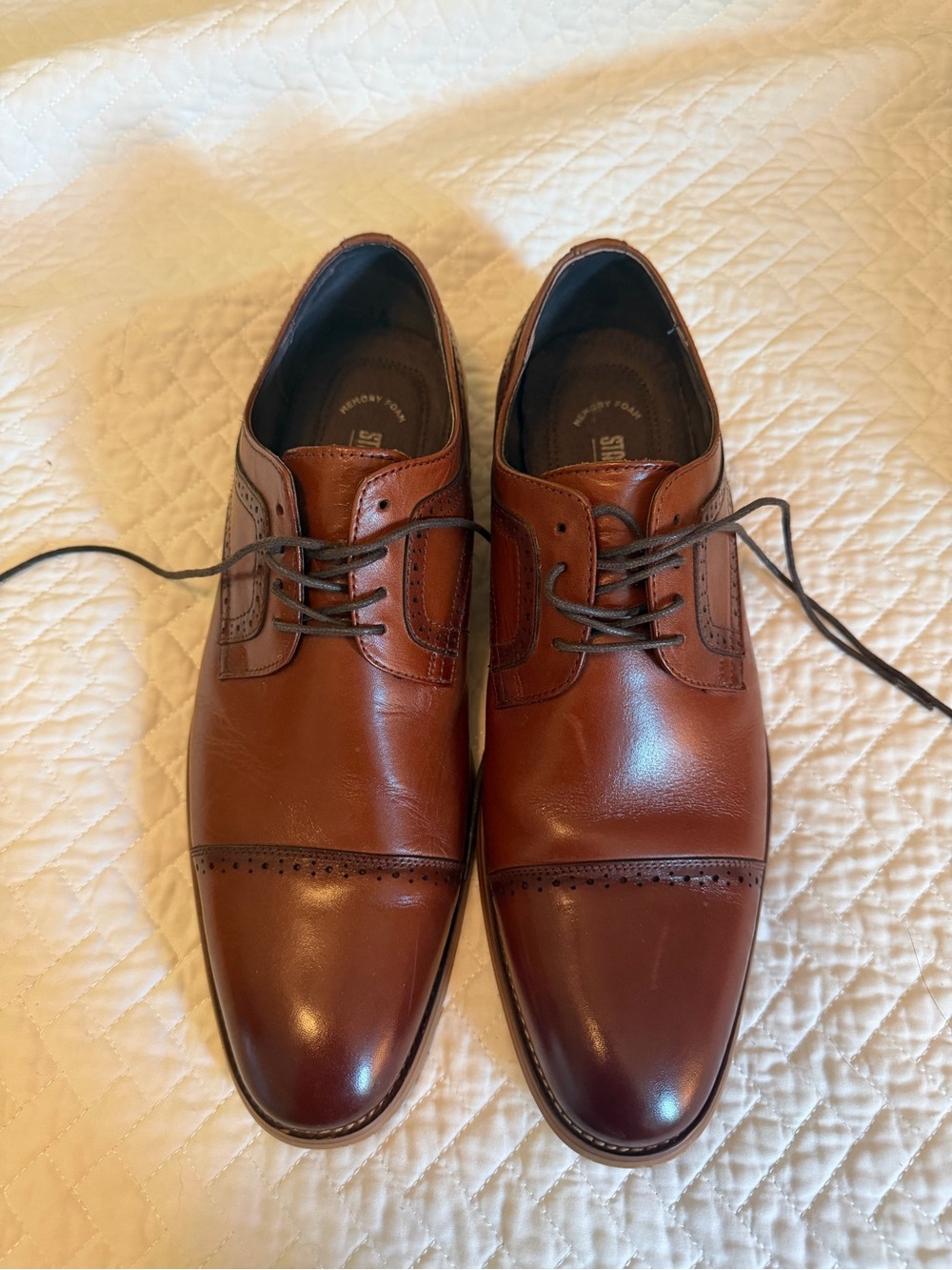 Stacy Adams Two-Tone Brown Leather Cap-Toe Oxfords